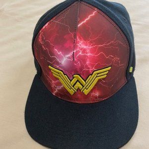 Six flags Wonder Woman lightning cap  black and red adjustable Grand Prairie TX